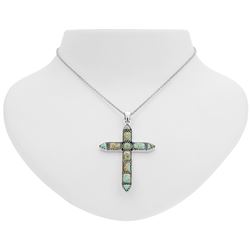 Sterling Silver #8 MineTurquoise   Cross Pendant