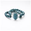 Image 1 : Sterling Silver Two Row Turquoise Beaded Bracelet