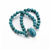 Image 2 : Sterling Silver Two Row Turquoise Beaded Bracelet