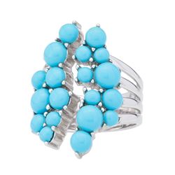 Silver Sonora Turquoise Open Band Cluster Ring-SZ7