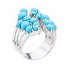 Image 3 : Silver Sonora Turquoise Open Band Cluster Ring-SZ7