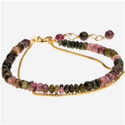 14K Vermeil Multi Tourmaline Bead Bracelet 7.5"