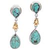 Image 2 : Silver Turquoise & Citrine 3-Stone Drop Earrings