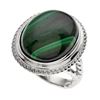 Image 1 : Silver Oval Malachite Rope Textured Ring-SZ 7