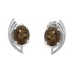 Image 1 : Sterling Silver Smoky Quartz Curved Stud Earrings