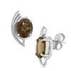 Image 2 : Sterling Silver Smoky Quartz Curved Stud Earrings
