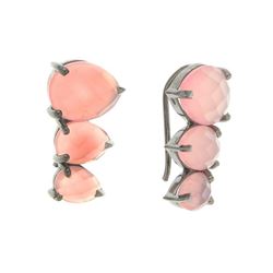 Silver Pink ChalcedonyThree-Stone Climber Earrings