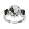 Image 1 : Silver Quartz & Spinel Three Stone Ring-SZ 7