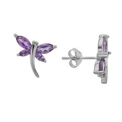 Sterling Silver Amethyst Butterfly Stud Earrings