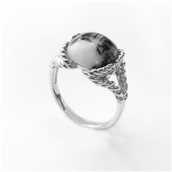 Silver White Buffalo Rope Detailed Ring-SZ 5