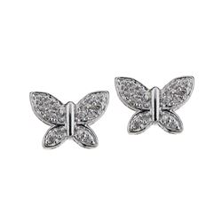 Simulated Diamond Pavé Butterfly Stud Earrings