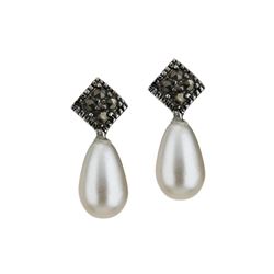 Freshwater Pearl & Marcasite Drop Earrings