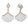 14K Rose Gold Vermeil Carved Agate Fan Earrings