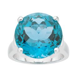 Silver 17.10ct Sky Blue Topaz Solitaire Ring-SZ 6
