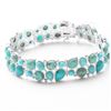 Silver Multi Turquoise Two Row Bracelet 7.2"