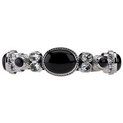 Silver Colorado Black Moon & Topaz Bracelet 8.2"