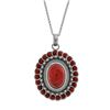 Sterling Silver Oval Coral Flower Pendant