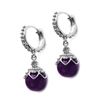 Sterling Silver 12mm Amethyst Bead Hoop Earrings