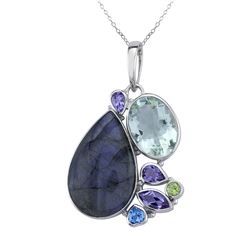 Sterling Silver Multi Gemstone Pendant