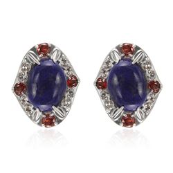 Sterling Silver Lapis & Gemstones Stud Earrings