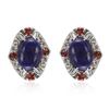 Sterling Silver Lapis & Gemstones Stud Earrings