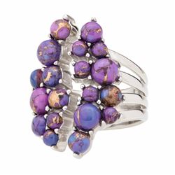 Silver Purple Mohave Turquoise Cluster Ring-SZ 7