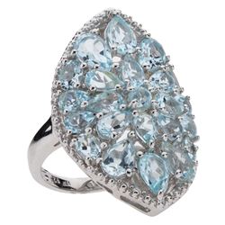 Sterling Silver 5.51ct Blue Topaz Shield Ring-SZ 6