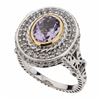 Silver Brazilian Amethyst & Topaz Halo Ring-SZ 7