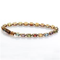 Silver Multi Gemstones Tennis Bracelet 7.5"