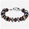 Silver Tiger Eye and Hematite Bead Bracelet 7.5"