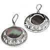 Image 2 : Sterling Silver Black MOP Openwork Drop Earrings