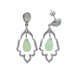 Sterling Silver Aqua Chalcedony Drop Earrings