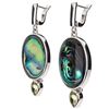 Image 1 : Sterling Silver Abalone & Peridot Drop Earrings