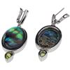 Image 2 : Sterling Silver Abalone & Peridot Drop Earrings