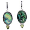 Image 3 : Sterling Silver Abalone & Peridot Drop Earrings