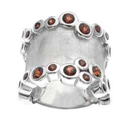 Silver Mozambique Garnet Satin Finish Ring-SZ 7