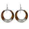 Image 1 : Sterling Silver Tiger's Eye Dangle Circle Earrings