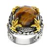 Image 1 : Sterling Silve Tiger's Eye Fluer-de-Lis Ring-SZ 6