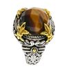 Image 2 : Sterling Silve Tiger's Eye Fluer-de-Lis Ring-SZ 6