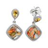 Image 1 : Silver Spiny Oyster & Citrine Beaded Drop Earring