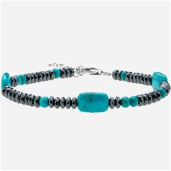 Silver Turquoise and Hematite Bracelet 7.5"