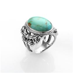 Silver #Mine 8 Turquoise Textured Ring-SZ 7