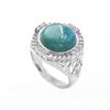 Image 1 : Silver Turquoise & White Topaz Textured Ring-SZ 6