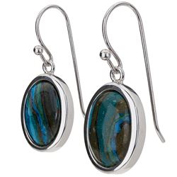 Sterling Silver Oval Calsilica Drop Earrings