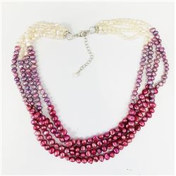 Silver Multi Color Freshwater Pearls Necklace 18"