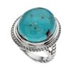 Image 1 : Silver Oval Turquoise Rope Textured Ring-SZ 7