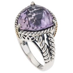 Silver Pink Amethyst Rope Detail Ring-SZ 9