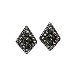 Silver Tone Marcasite Diamond Stud Earrings