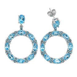 Sterling Silver 11.39ct Blue Topaz Hoop Earring