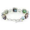 Image 2 : Silver Abalone & Multi Gemstone Toggle Bracelet